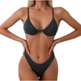 thumbnail image 1 of Women Two Piece Bikini High Cut Swimsuit Triangle Bathing Suit Solid Bikini Set Dark Gray,M, 1 of 6