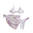 thumbnail image 1 of Women Two Piece Bikini Set with Underwire Top and High Waist Wrap Skirt Swimsuit for Beach Pool Vacation Purple L, 1 of 5