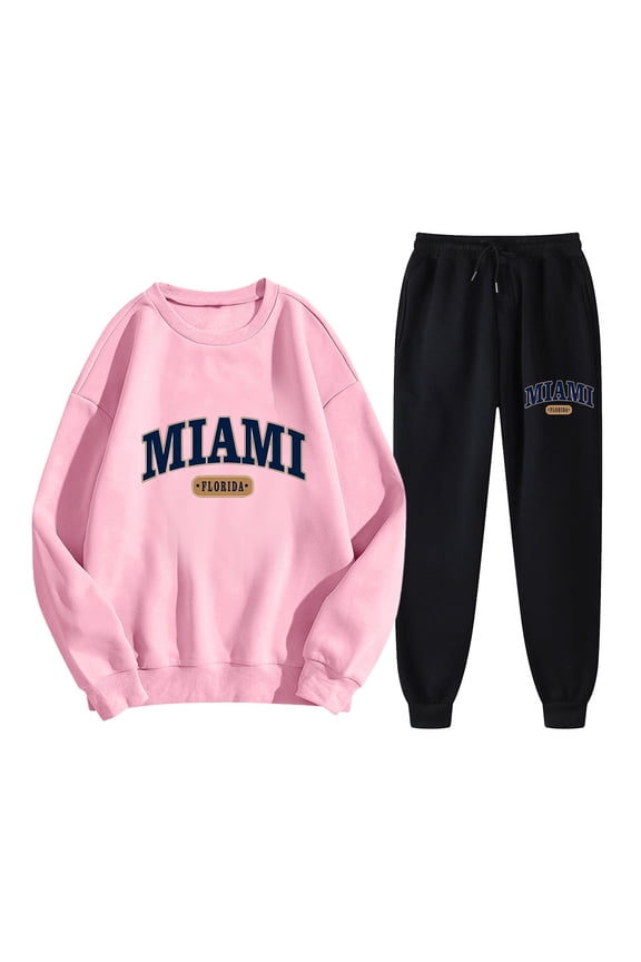 Women Two Piece English Print Long Sleeved Sweatshirt Insulated Bib Overalls for Women Suits Set for Women Suite 269 Women's plus Size Suits for Business Chiffon Overlay Jumpsuit Juniors Suits Set