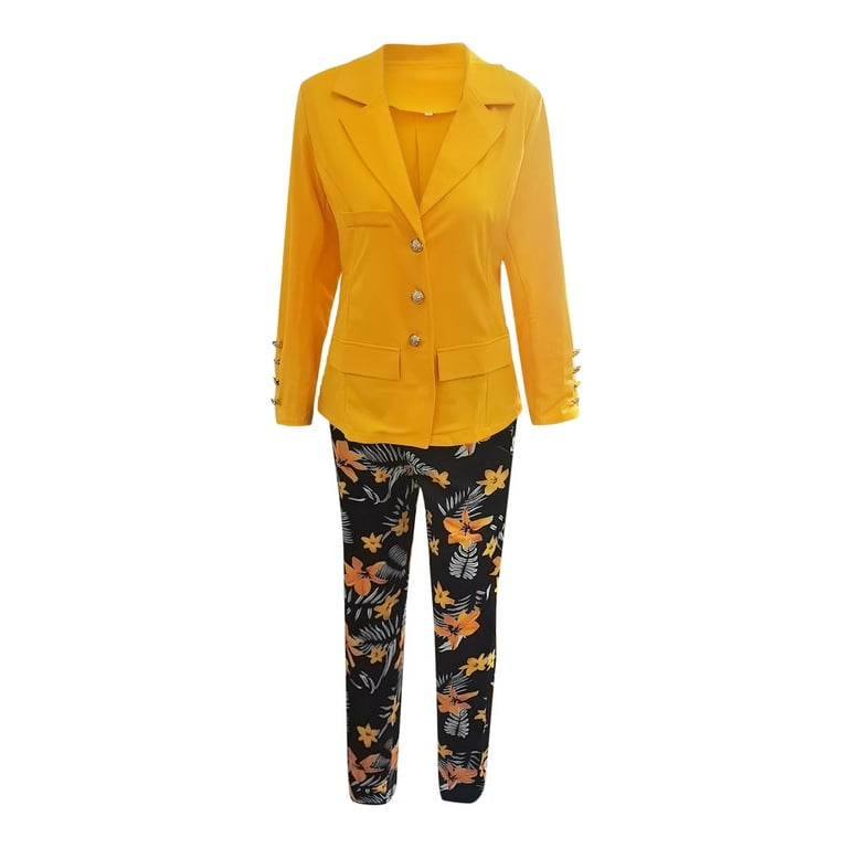 Women Two Piece Lapels Suit Set Office Business Long Sleeve Button Pencil Pant Suit for Women Formal Women Jacket Baggy Cropped Pants plus Size Suit