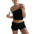 thumbnail image 1 of Women Two Piece Outfit Shorts Set Y2k Lace Trim Spaghetti Strap Cami Crop Top High Waist Shorts Cute Pajamas Set Loungewear, 1 of 5