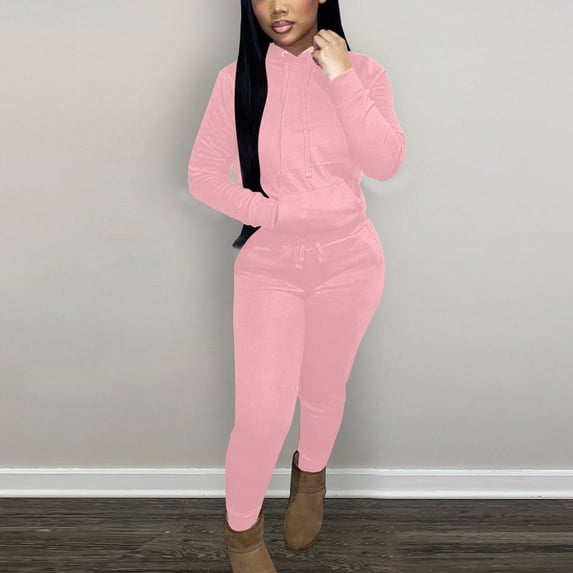 Women Two Piece Outfits Fall Winter Oversize Workout Sport Gym Vacation Travel Comfortable Gym Casual Sweatsuits Tracksuit Solid Lounge Hoodie Sweatshirts and Jogger Pants Sets