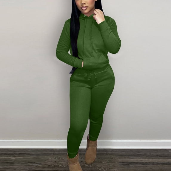 Women Two Piece Outfits Fall Winter Oversize Workout Sport Gym Vacation Travel Comfortable Gym Casual Sweatsuits Tracksuit Solid Lounge Hoodie Sweatshirts and Jogger Pants Sets