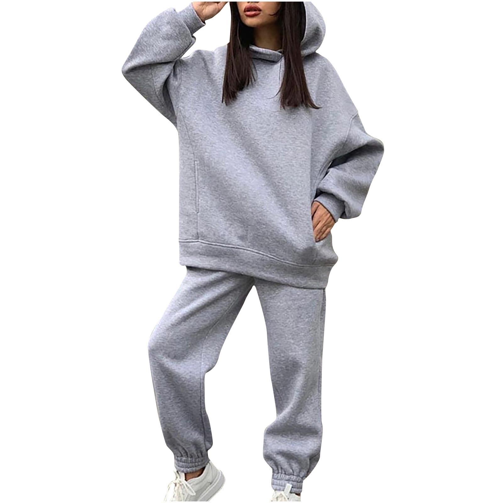 Two Piece Outfits for Women Lounge Sets Long Sleeve Oversized Hoodies  Sweatpants Comfy Sweatsuits Set with Pockets