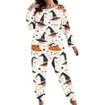 thumbnail image 1 of Women Two Piece Pajama Set Long Sleeve Halloween Pumpkin Ghost Bat Print Cozy Pajama Top and Long Pants Bottoms Relaxation Loungewear 2 Piece Outfits, 1 of 7