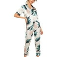 thumbnail image 1 of Women Two Piece Pajamas Silky Short Sleeve Top Pant Set V Neck Button Down Fashion Summer Sleepwear Loungewear Type 1 M, 1 of 5