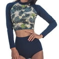 thumbnail image 1 of Women Two Piece Rash Guard Long Sleeve Swimsuits Swim Shirt Bathing Suit with Boyshort Bottom-L, 1 of 6