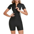 thumbnail image 1 of Women Two Piece Rash Guard Short Sleeve Swimwear Bathing Suit Tropical Print Swim Shirt with Boyshort Bottom, 1 of 6