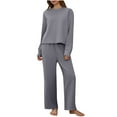 thumbnail image 1 of Women Two Piece Sets,Fall Clothes Set Agkizg Women's Solid Color Long Sleeve Cozy Loungewear Set 2 Piece Outfits with Casual Pants Womens Pant Sets, 1 of 5