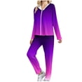 thumbnail image 1 of Women Two Piece Sets,Fall Clothes Set Agkizg Womens 2 Piece Sets Gradient Color Crew Neck Long Sleeve Hoodie and Drawstring Elastic Waist Pants Matching Tracksuit Set with Pockets, 1 of 4