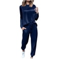 thumbnail image 1 of Women Two Piece Sets,Fall Clothes Set Agkizg Womens 2 Piece Sets Solid Color Velvet Long Sleeve Crew Neck Top and Pants with Pockets Matching Tracksuit Set, 1 of 5