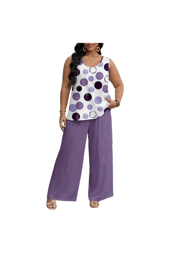 Women Two Piece Sets Summer Plus Size Trendy Tank Casual Going Out Beach Vacation Spring Outfits 2026 Purple XL