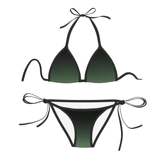 Women Two Piece Swimsuit Sexy Swimwear Halter String Triangle Bikini Sets - Dark Sea Green Fade Dark