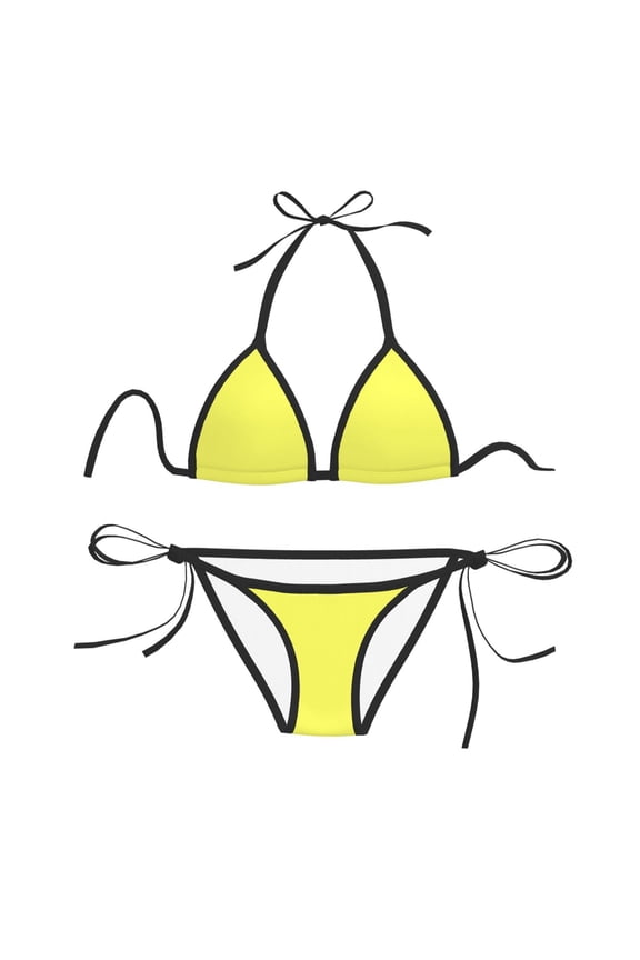Women Two Piece Swimsuit Sexy Swimwear Halter String Triangle Bikini Sets - Laser Lemon