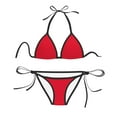 thumbnail image 1 of Women Two Piece Swimsuit Sexy Swimwear Halter String Triangle Bikini Sets - Medium Candy Apple Red, 1 of 5
