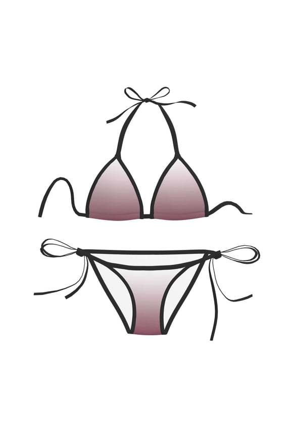 Women Two Piece Swimsuit Sexy Swimwear Halter String Triangle Bikini Sets - Scarlet White