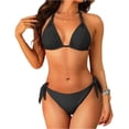 thumbnail image 1 of Women Two Piece Swimsuit Swimwear Halter String Triangle Bikini Sets Black M, 1 of 4