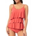 thumbnail image 1 of Women Two Piece Swimsuit Tankini Top with Briefs Layered Ruffle Beach Swimwear Tummy Control Bathing Suit, 1 of 7