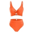 thumbnail image 1 of Women Two Piece Swimsuits High Waisted Bikini Set Tummy Control Bathing Suits Knot Twist Swimwear Orange L, 1 of 4