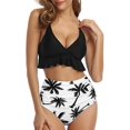 thumbnail image 1 of Women Two Piece Swimsuits High Waisted Ruffle Flounce Bikini V Neck Tummy Control Bathing Suit Black Coco Tree (S, 1 of 6