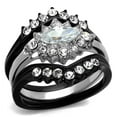 thumbnail image 1 of Women Two-Tone IP Black Stainless Steel Ring with AAA Grade CZ in Clear - Size 5, 1 of 1