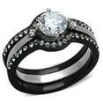 thumbnail image 1 of Women Two-Tone IP Black Stainless Steel Ring with AAA Grade CZ in Clear - Size 5, 1 of 1