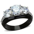 thumbnail image 1 of Women Two-Tone IP Black Stainless Steel Ring with AAA Grade CZ in Clear - Size 7, 1 of 1