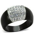 thumbnail image 1 of Women Two-Tone IP Black Stainless Steel Ring with Top Grade Crystal in Clear - Size 7, 1 of 1