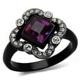thumbnail image 1 of Women Two-Tone IP Black Stainless Steel Ring with Top Grade Crystal in Fuchsia - Size 7, 1 of 1