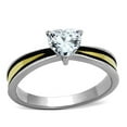 thumbnail image 1 of Women Two-Tone IP Gold Stainless Steel Ring with AAA Grade CZ in Clear - Size 7, 1 of 1