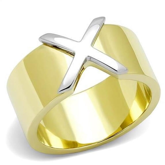 Women Two-Tone IP Gold Stainless Steel Ring with No Stone in No Stone - Size 9