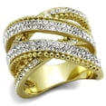 thumbnail image 1 of Women Two-Tone IP Gold Stainless Steel Ring with Top Grade Crystal in Clear - Size 9, 1 of 1