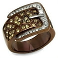 thumbnail image 1 of Women Two Tone IP Light Brown Stainless Steel Ring with Top Grade Crystal in Citrine Yellow - Size 10, 1 of 1