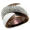 thumbnail image 1 of Women Two Tone IP Light Brown Stainless Steel Ring with Top Grade Crystal in Clear - Size 6, 1 of 1