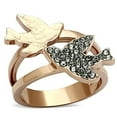 thumbnail image 1 of Women Two-Tone IP Rose Gold Stainless Steel Ring with Top Grade Crystal in Black Diamond - Size 8, 1 of 1