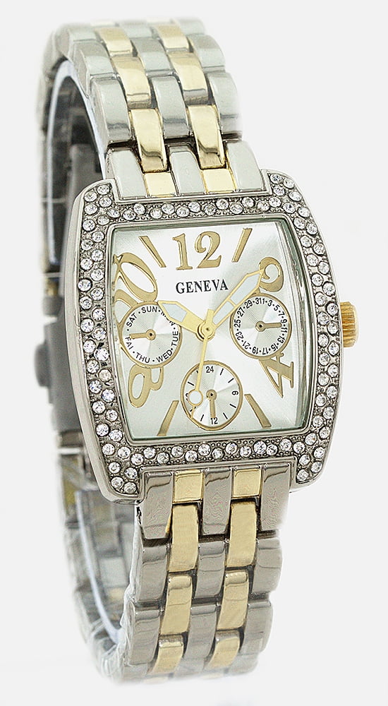 Montre Femme Geneva Platinum Peerless - Cadran Carré Noir, Bracelet Cuir, Quartz Japonais, Neuf Avec étiquettes