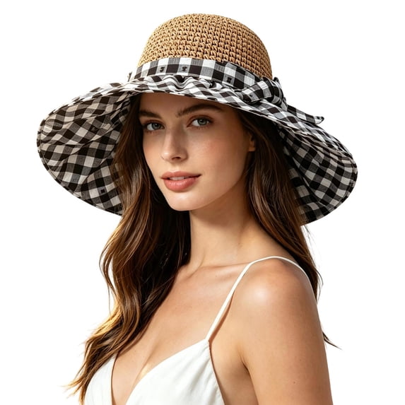 Women UPF 50+ Wide Brim Sun Hat, Breathable UV Protection Bucket Hat for Beach Travel