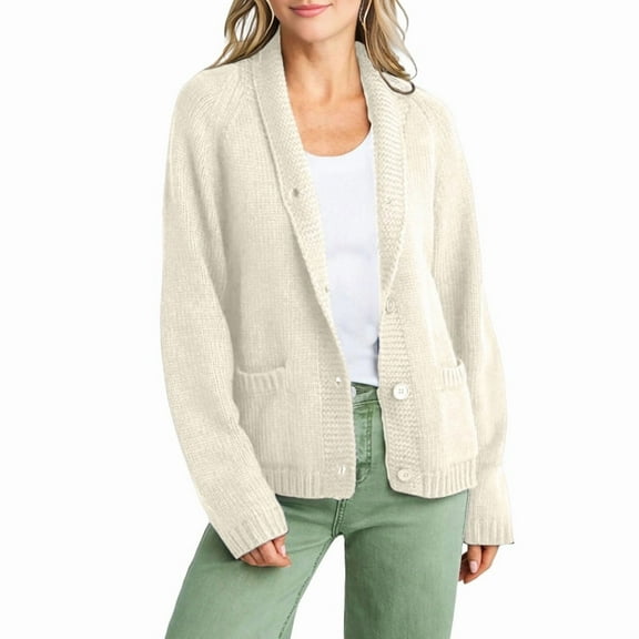 Women USA Flag Star Stripe Print Open Front Vintage Knitwear Cardigan Cream White L