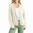 thumbnail image 1 of Women USA Flag Star Stripe Print Open Front Vintage Knitwear Cardigan Cream White XL, 1 of 9