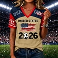 thumbnail image 1 of Women USA Soccer Jersey Shirts American Flag Graphic Short Sleeve Tee V Neck T Shirts Happy Fashion Jerseys for Women 2026 Football Shirt, 1 of 4