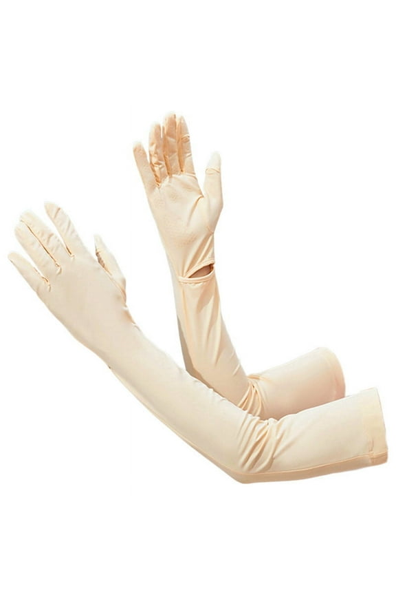 Women UV Long Sun Protection Gloves Touchscreen Arm Sun Driving Gloves UPF 50+ for Outdoor Sports Cycling Skin Color