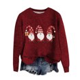 thumbnail image 1 of Women Ugly Christmas Sweater Cute Santa Print Knitted Pullover Sweaters Long Sleeve Xmas Holiday Loose Jumper, 1 of 3
