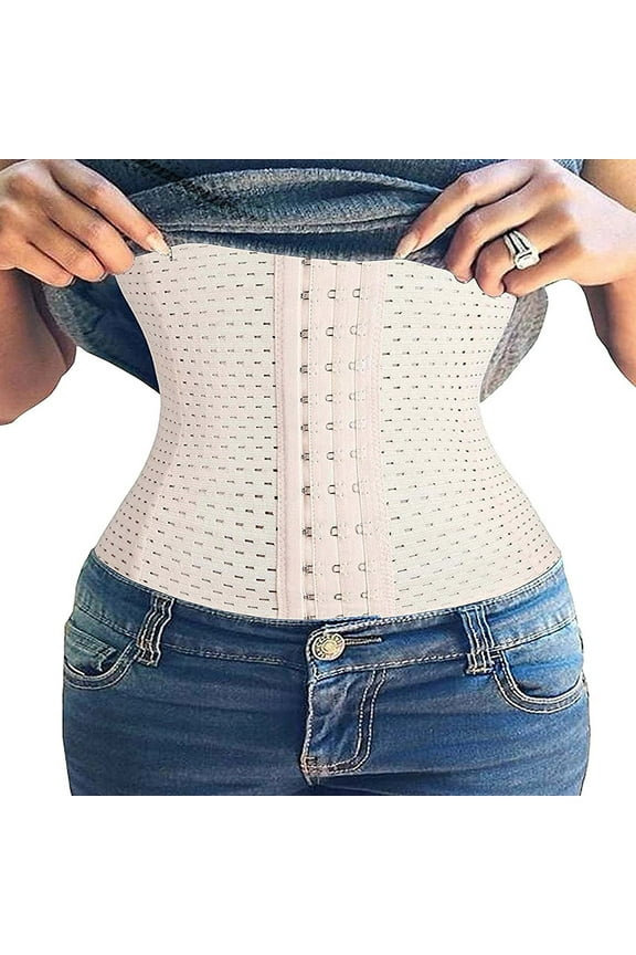 Women Ultra Firm Shapewear Tummy Control Waist Slim Body Shaper Workout Girdle Underbust Corset, Apricot, S