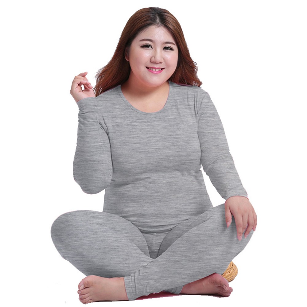 Women UltraSoft Lined Thermal Top Bottom Underwear Set Plus Size Long