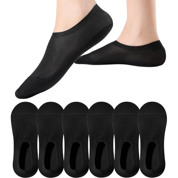 Women Ultra Thin No Show Socks Breathable Nylon Cotton Anti-Slip Liner Socks for Flat Boat Loafers Sneaker 4/6 Pairs