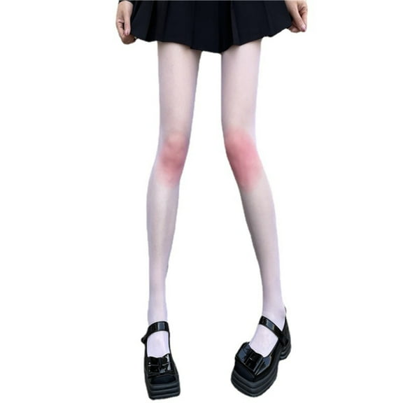 Women Ultra Thin Sheer Pantyhose Japanese Lolita Knee Pink Blushing Color Tights