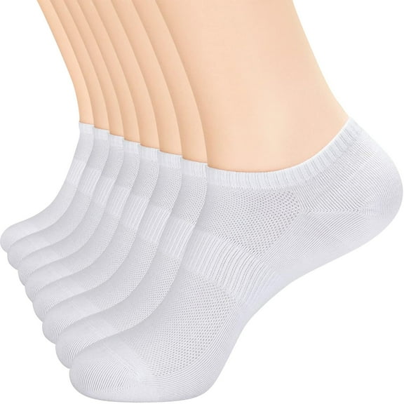 Women Ultra Thin Socks Viscose Low Cut No Show Ventilating Ankle Odor Arch Support Mesh Socks 8 Pairs White