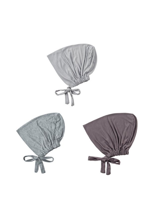 Women Under Scarf Hat Hijab Undercap Islamic Muslim Under Scarf Hijab Cap with Tie-Back Closure-3Pack