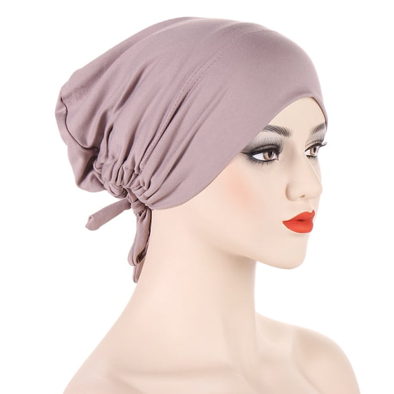 Women Under Scarf Hat, Islamic Muslim Turban Hat, Hijab Cap with Tie-Back Closure, Bonnet Hat Headwear for Cancer