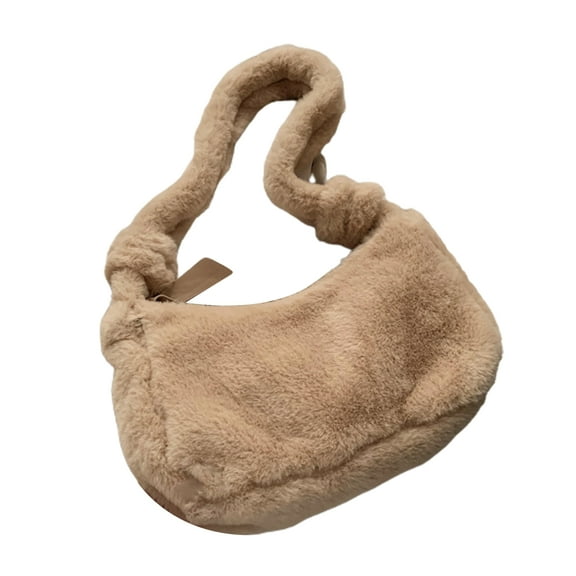 Women Underarm Shoulder Bag Plush Pouch Handbag Furry Handbag